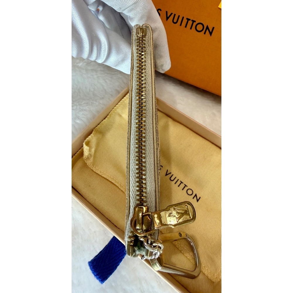 Louis Vuitton Damier Azur Canvas Key Pouch Coin Purse Chain Charm Holder - Picture 3 of 12